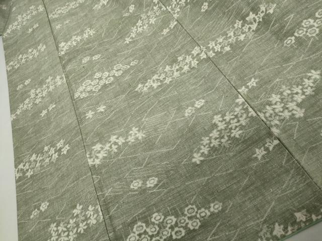 平和屋着物●結城紬　草花文　証紙付き　正絹　逸品　未使用　AABJ6641cs