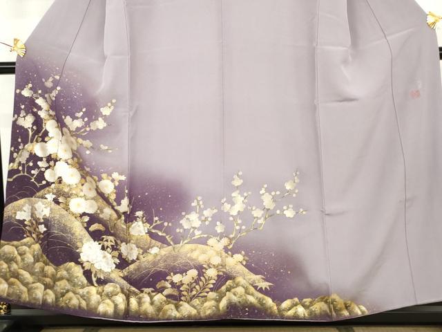 平和屋着物●国際的伝統工芸作家　十二代・藤林徳扇　苑寿　訪問着　華の式部　暈し染め　金銀彩　色紙付き　正絹　逸品　AABJ6642cs
