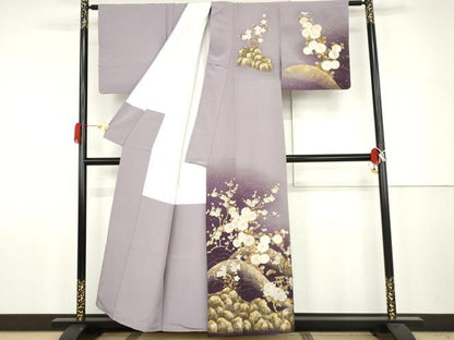 平和屋着物●国際的伝統工芸作家　十二代・藤林徳扇　苑寿　訪問着　華の式部　暈し染め　金銀彩　色紙付き　正絹　逸品　AABJ6642cs