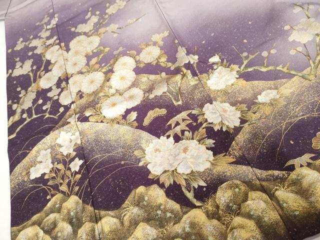 平和屋着物●国際的伝統工芸作家　十二代・藤林徳扇　苑寿　訪問着　華の式部　暈し染め　金銀彩　色紙付き　正絹　逸品　AABJ6642cs