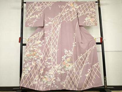 平和屋着物●創業460年・千總　訪問着　駒刺繍　松竹梅風景文　金糸　金彩　三越扱い　正絹　逸品　AABJ6645cs