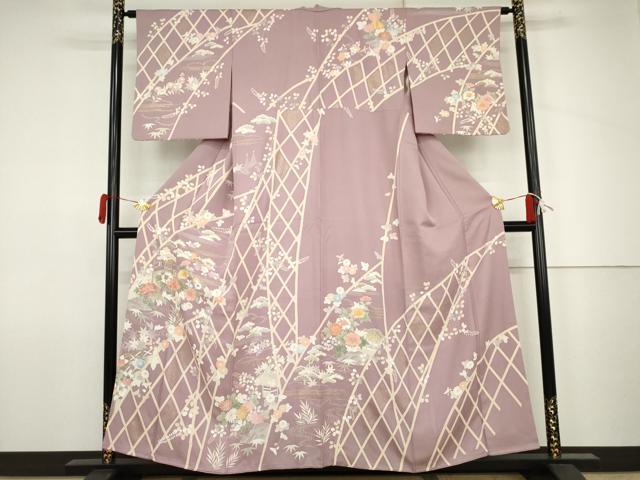 平和屋着物●創業460年・千總　訪問着　駒刺繍　松竹梅風景文　金糸　金彩　三越扱い　正絹　逸品　AABJ6645cs