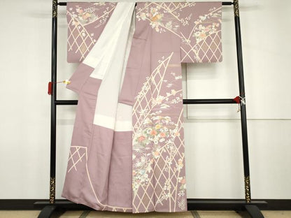平和屋着物●創業460年・千總　訪問着　駒刺繍　松竹梅風景文　金糸　金彩　三越扱い　正絹　逸品　AABJ6645cs