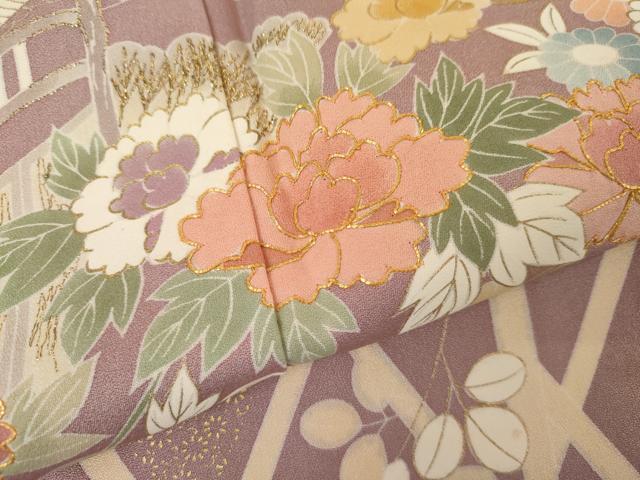 平和屋着物●創業460年・千總　訪問着　駒刺繍　松竹梅風景文　金糸　金彩　三越扱い　正絹　逸品　AABJ6645cs