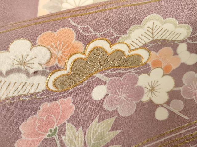 平和屋着物●創業460年・千總　訪問着　駒刺繍　松竹梅風景文　金糸　金彩　三越扱い　正絹　逸品　AABJ6645cs