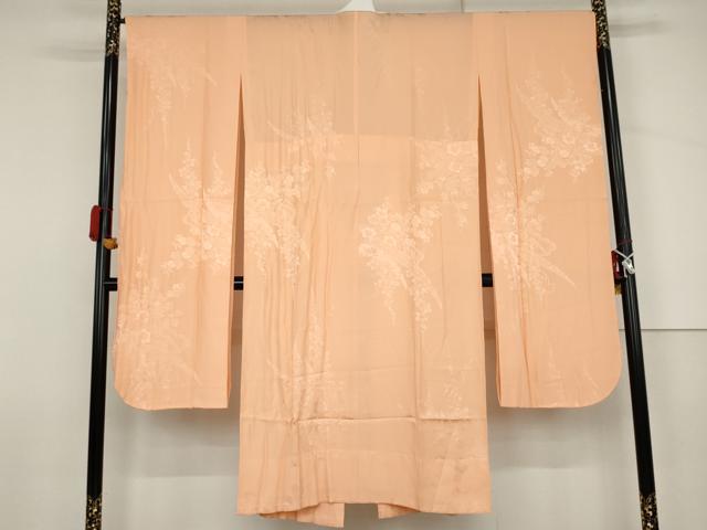 平和屋着物●振袖用長襦袢　無双仕立て　雪芝花地紋　正絹　逸品　AABJ6646cs