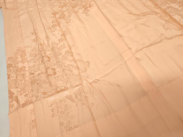 平和屋着物●振袖用長襦袢　無双仕立て　雪芝花地紋　正絹　逸品　AABJ6646cs