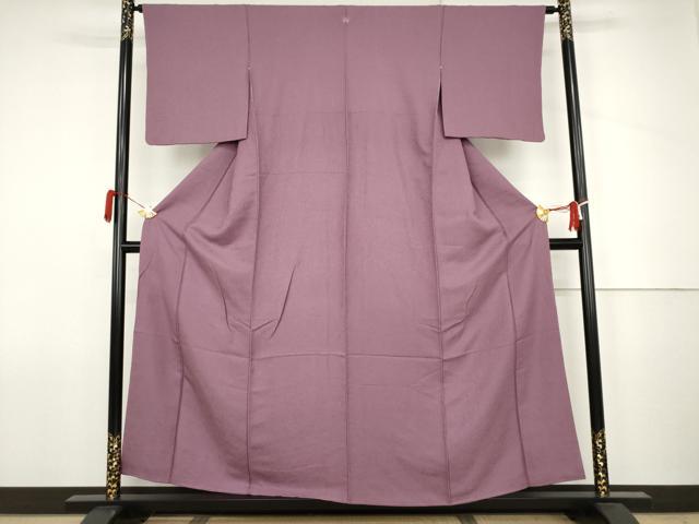 平和屋着物●上質な色無地　紋意匠　京紫色　正絹　逸品　AABJ6648cs
