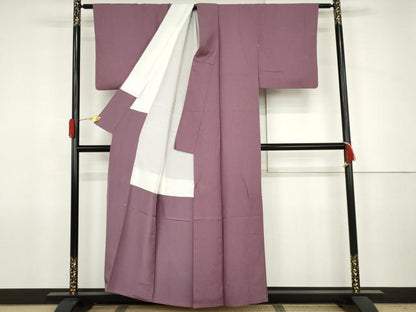 平和屋着物●上質な色無地　紋意匠　京紫色　正絹　逸品　AABJ6648cs