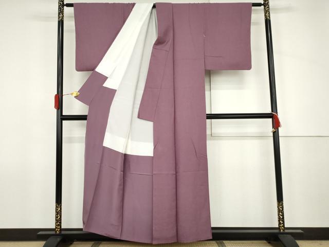 平和屋着物●上質な色無地　紋意匠　京紫色　正絹　逸品　AABJ6648cs