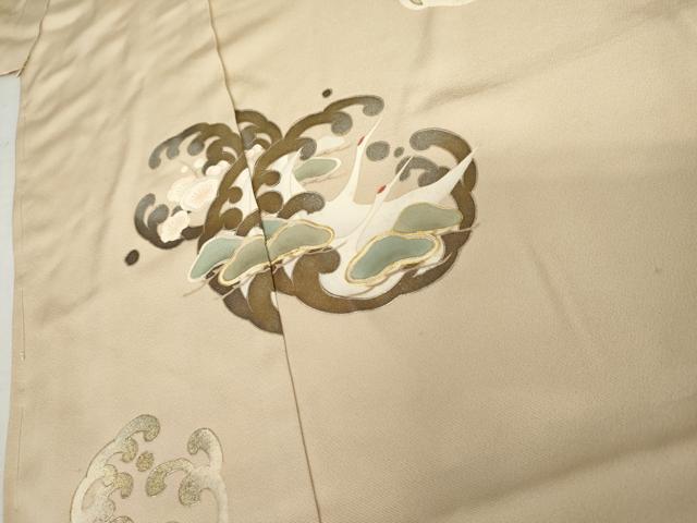平和屋着物●訪問着　駒刺繍　飛鶴松竹梅丸文　金銀彩　仮絵羽　正絹　逸品　未使用　AABJ6649cs