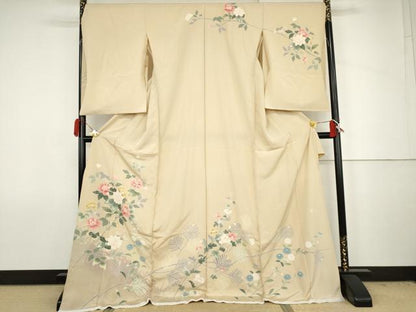 平和屋着物●訪問着　友禅　作家物　浜松文　丹後ちりめん　仮絵羽　正絹　逸品　未使用　AABJ6651cs