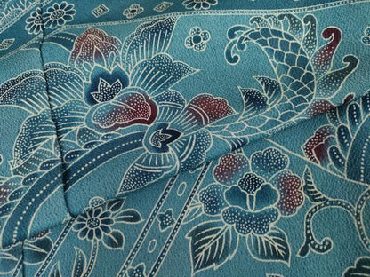 平和屋着物●小林文次郎　訪問着　型染め　更紗花文　鬼しぼ縮緬　浜ちりめん　仮絵羽　正絹　逸品　未使用　AABJ6652cs