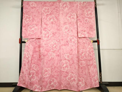 平和屋着物●上質な小紋　総絞り　舞花文　暈し染め　正絹　逸品　未使用　AABJ6663cs