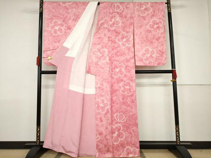 平和屋着物●上質な小紋　総絞り　舞花文　暈し染め　正絹　逸品　未使用　AABJ6663cs