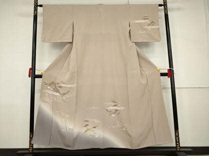 平和屋着物●訪問着　浜松風景笹舟文　暈し染め　金彩　正絹　逸品　AABJ6665cs