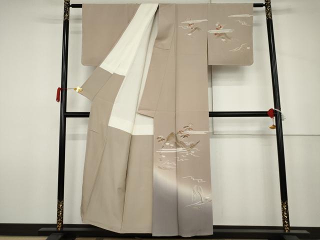 平和屋着物●訪問着　浜松風景笹舟文　暈し染め　金彩　正絹　逸品　AABJ6665cs
