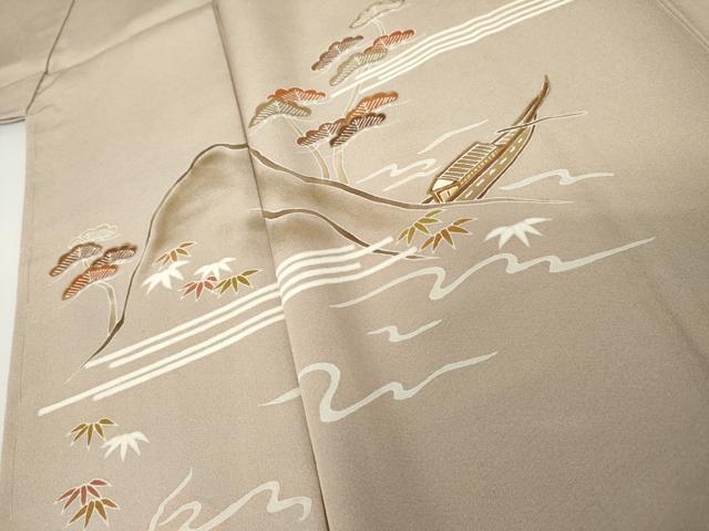 平和屋着物●訪問着　浜松風景笹舟文　暈し染め　金彩　正絹　逸品　AABJ6665cs