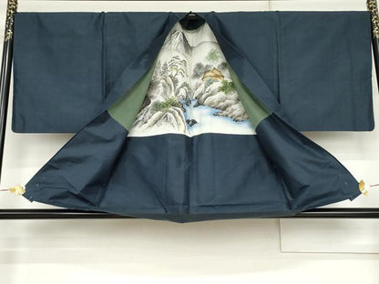 平和屋着物●男性　本場村山大島紬　アンサンブル　亀甲絣　大室織物謹製　証紙付き　正絹　逸品　AABJ6667cs