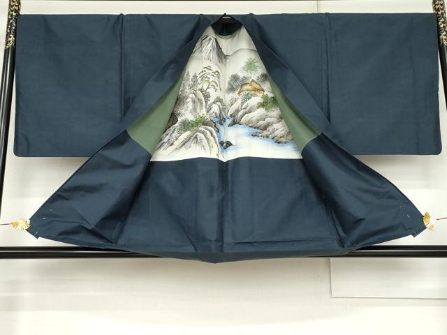平和屋着物●男性　本場村山大島紬　アンサンブル　亀甲絣　大室織物謹製　証紙付き　正絹　逸品　AABJ6667cs