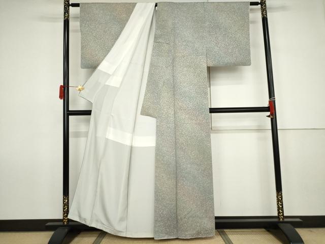 平和屋着物●上質な小紋　辻が花　霞斜縞　暈し染め　丹後ちりめん　反端付き　正絹　逸品　AABJ6668cs