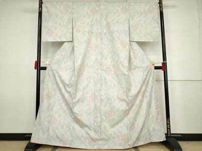 平和屋着物●本場大島紬　白大島　カタス9マルキ　風景草花文　正絹　逸品　未使用　AABJ6670cs