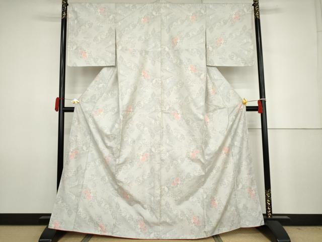 平和屋着物●本場大島紬　白大島　カタス9マルキ　風景草花文　正絹　逸品　未使用　AABJ6670cs