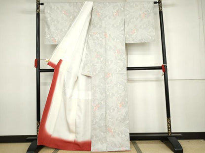 平和屋着物●本場大島紬　白大島　カタス9マルキ　風景草花文　正絹　逸品　未使用　AABJ6670cs