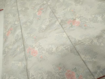 平和屋着物●本場大島紬　白大島　カタス9マルキ　風景草花文　正絹　逸品　未使用　AABJ6670cs