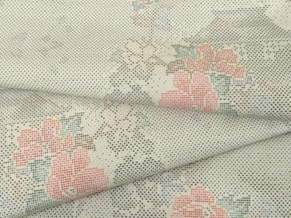 平和屋着物●本場大島紬　白大島　カタス9マルキ　風景草花文　正絹　逸品　未使用　AABJ6670cs