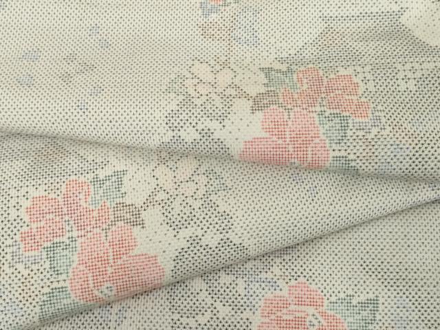 平和屋着物●本場大島紬　白大島　カタス9マルキ　風景草花文　正絹　逸品　未使用　AABJ6670cs