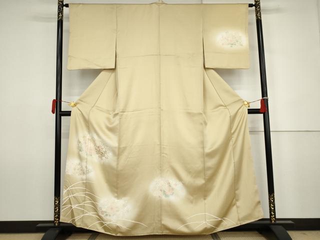 平和屋着物●訪問着　草花に露芝　暈し染め　金彩　正絹　逸品　AABJ6671cs