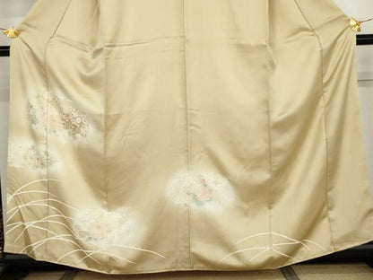 平和屋着物●訪問着　草花に露芝　暈し染め　金彩　正絹　逸品　AABJ6671cs