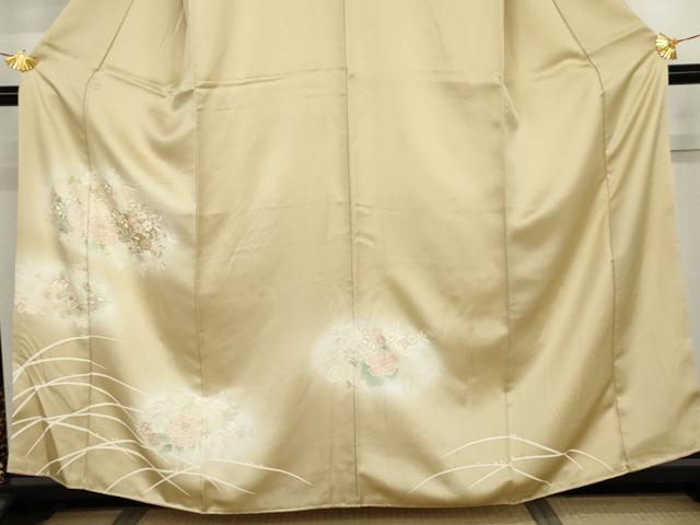 平和屋着物●訪問着　草花に露芝　暈し染め　金彩　正絹　逸品　AABJ6671cs