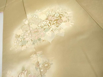 平和屋着物●訪問着　草花に露芝　暈し染め　金彩　正絹　逸品　AABJ6671cs