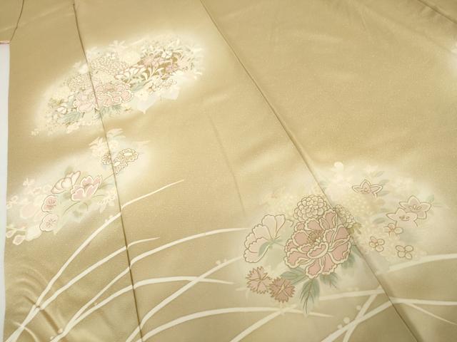 平和屋着物●訪問着　草花に露芝　暈し染め　金彩　正絹　逸品　AABJ6671cs