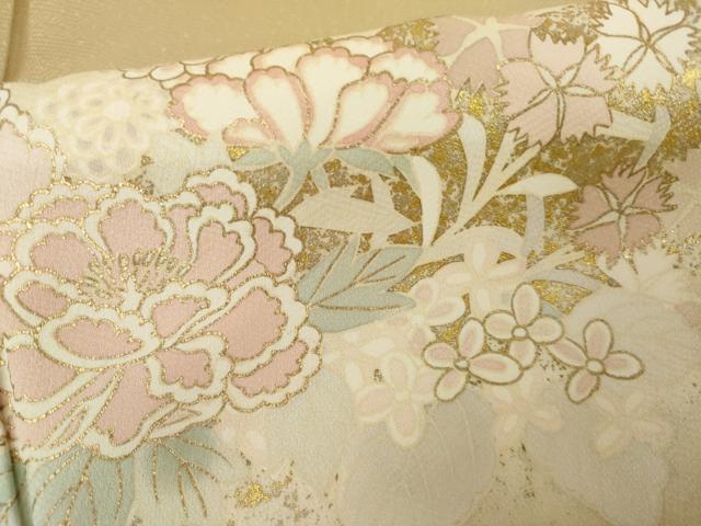 平和屋着物●訪問着　草花に露芝　暈し染め　金彩　正絹　逸品　AABJ6671cs