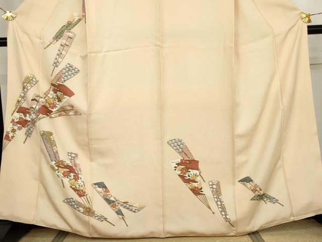 平和屋着物●訪問着　扇面吉祥花文　金彩　正絹　逸品　AABJ6672cs