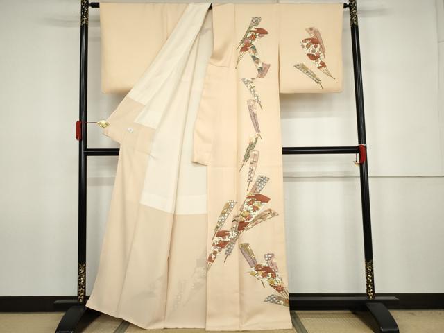 平和屋着物●訪問着　扇面吉祥花文　金彩　正絹　逸品　AABJ6672cs