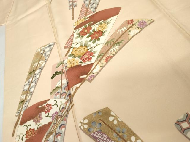 平和屋着物●訪問着　扇面吉祥花文　金彩　正絹　逸品　AABJ6672cs