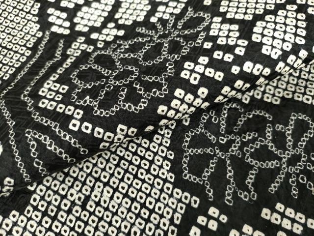 平和屋着物●上質な小紋　総絞り　枝梅文　黒地　正絹　逸品　AABJ6675cs
