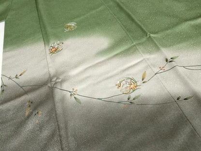 平和屋着物●訪問着　刺繍　枝花丸文　暈し染め　金糸　銀彩　正絹　逸品　AABJ6677cs