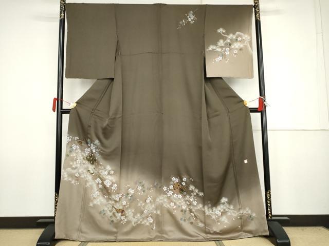 平和屋着物●訪問着　作家物　手描き　人物花楽器文　暈し染め　正絹　逸品　AABJ6678cs