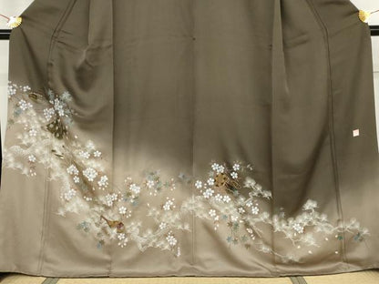 平和屋着物●訪問着　作家物　手描き　人物花楽器文　暈し染め　正絹　逸品　AABJ6678cs