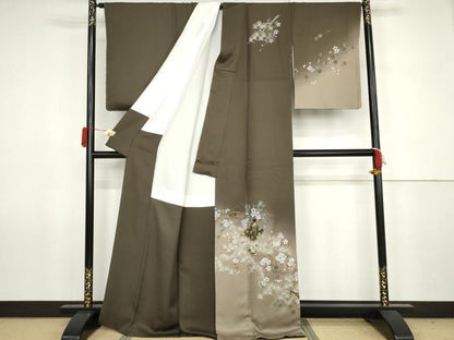 平和屋着物●訪問着　作家物　手描き　人物花楽器文　暈し染め　正絹　逸品　AABJ6678cs