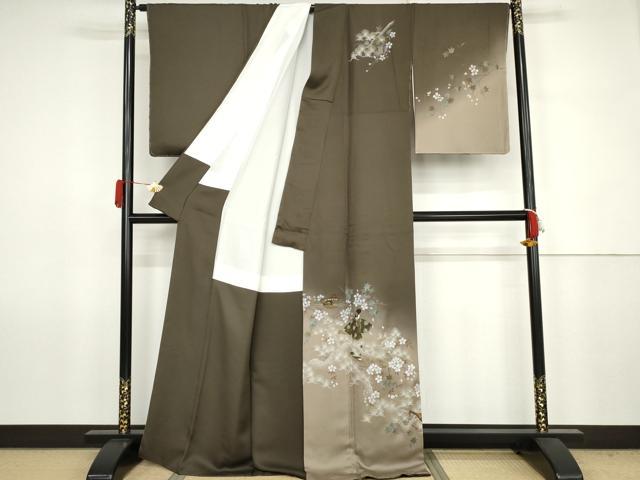 平和屋着物●訪問着　作家物　手描き　人物花楽器文　暈し染め　正絹　逸品　AABJ6678cs
