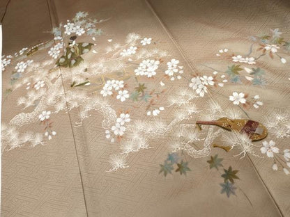 平和屋着物●訪問着　作家物　手描き　人物花楽器文　暈し染め　正絹　逸品　AABJ6678cs