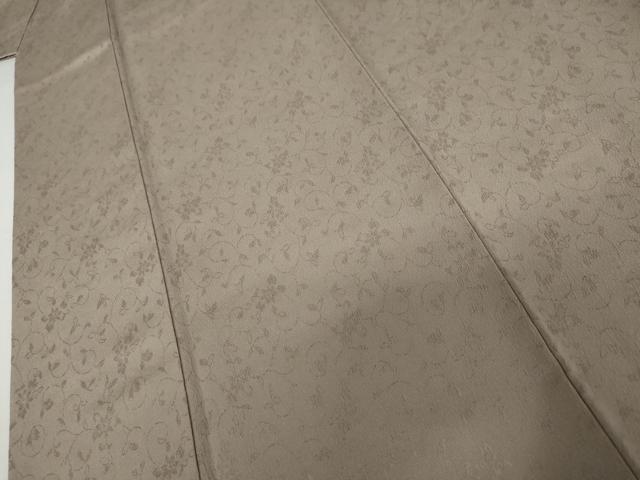 平和屋着物●上質な色無地　作家物　花唐草地紋　茶鼠色　胴抜き仕立て　正絹　逸品　AABJ6680cs