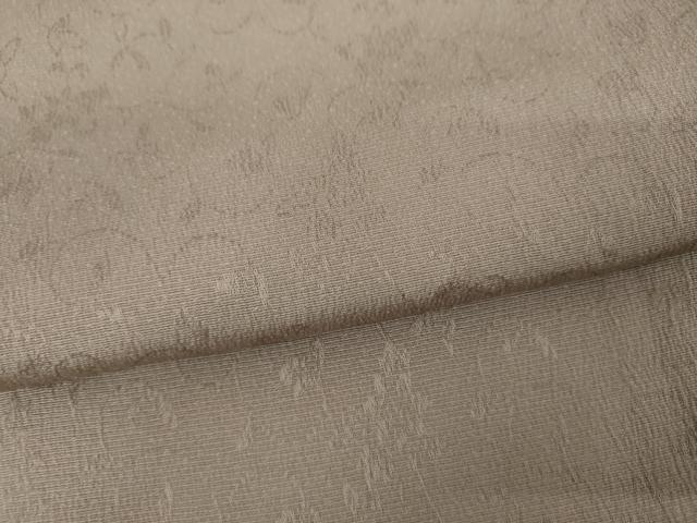 平和屋着物●上質な色無地　作家物　花唐草地紋　茶鼠色　胴抜き仕立て　正絹　逸品　AABJ6680cs