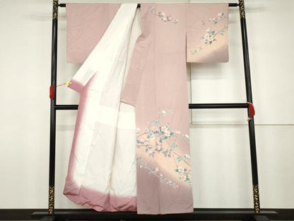平和屋着物●訪問着　友禅　枝花文　暈し染め　正絹　逸品　AABJ6682cs